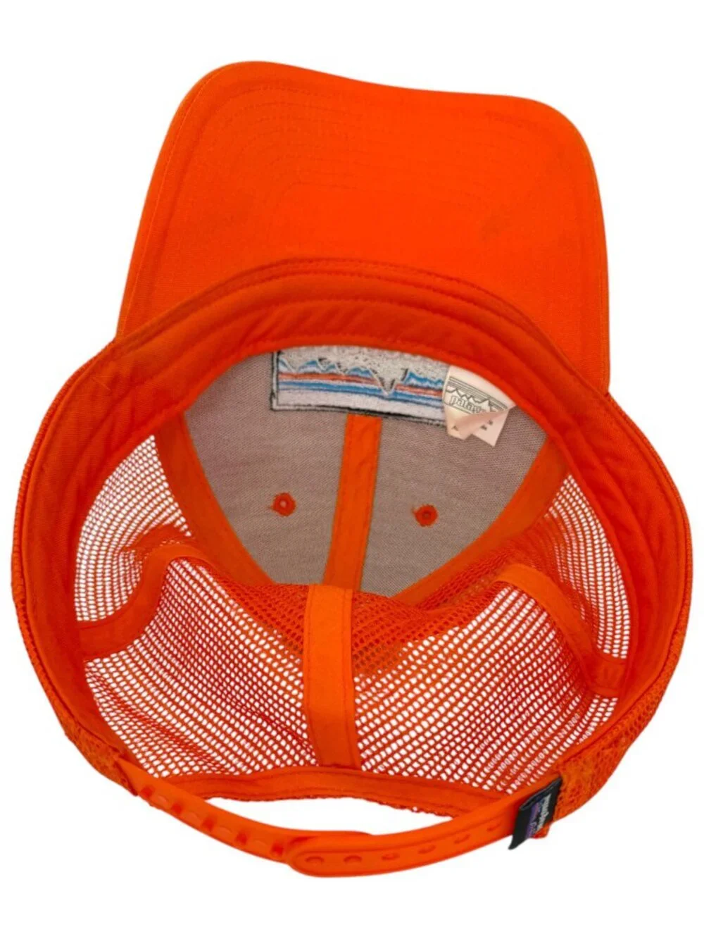 Patagonia P-6 Logo Trucker Snapback Hat with Mesh Back in Campfire Orange